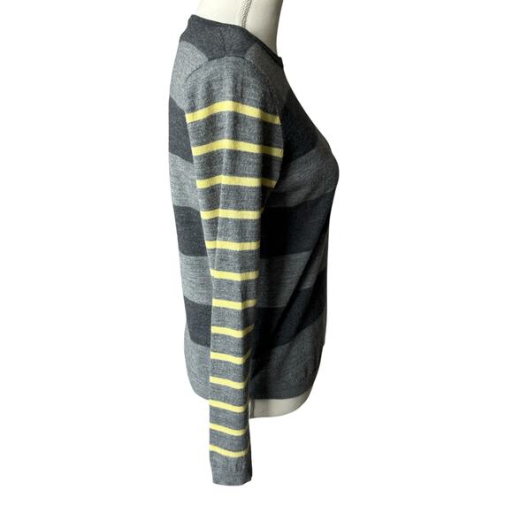 Vintage KEW 159 Sweater Womens M Gray Breton Stripe Pullover 100% Merino Wool - Picture 3 of 11